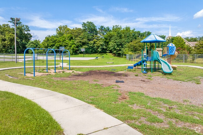 The Carrie J. Mays Family Life Center has a newly built playground with swings in Turpin Hill.