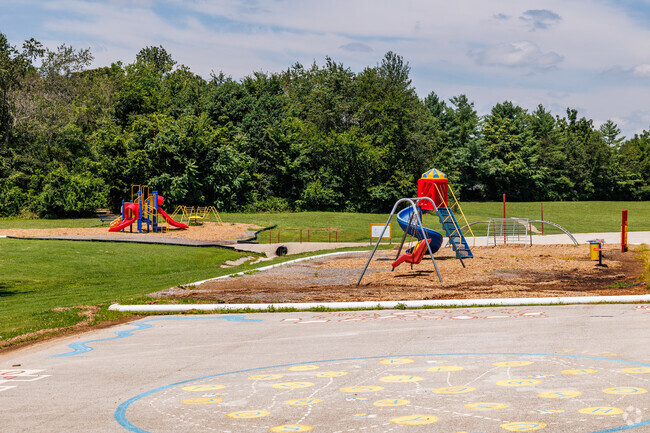 The playground at East Elementary School includes several pieces of equipment.