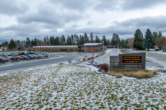 Ponderosa Elementary features a students drop off loop in front of the school.
