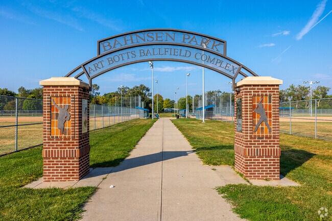 Bahnsen Park has multiple softball fields in The West End, Council Bluffs, IA.