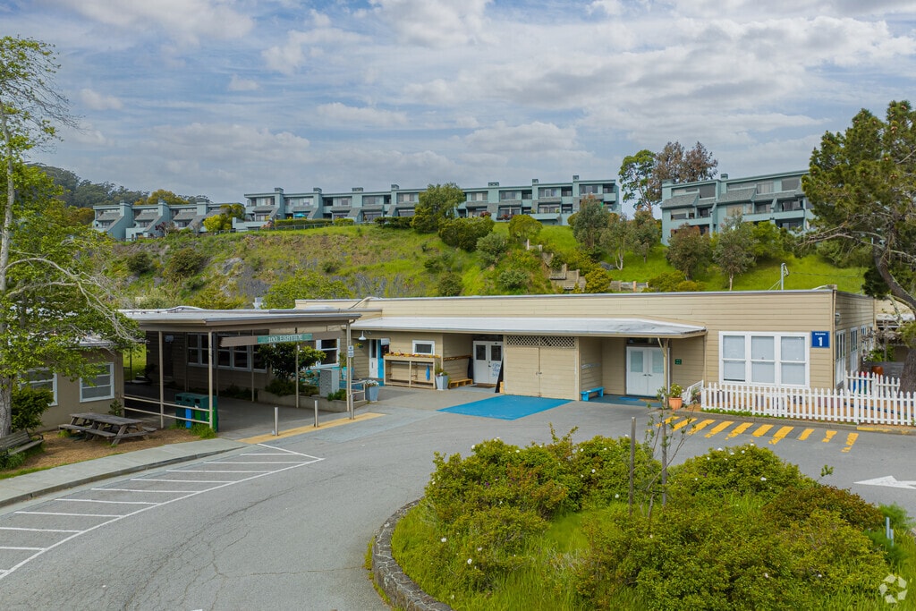View of entrance to The New Village School in the Sausalito neighborhood.
