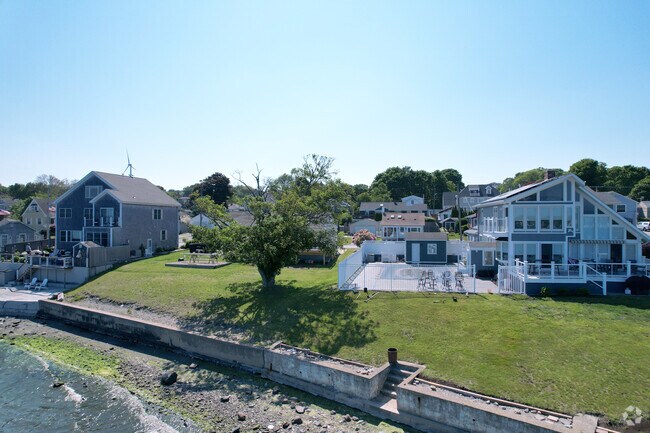 A row of homes along the water in Portsmouth is a spectacular sight both from them and of them.
