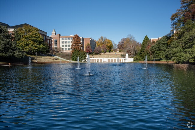The Reflection Pond in Clemson offers a relaxing spot for students to study.