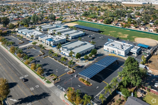 A sprawling aerial view of Triple Crown Elementary School in Perris.