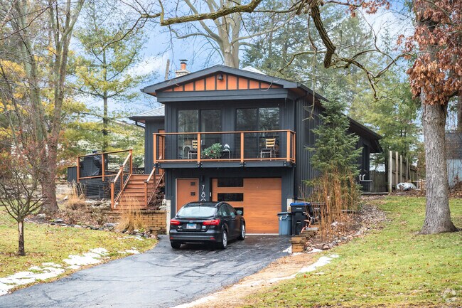 Two story custom homes with decks are abundant in the Wonder Woods neighborhood.