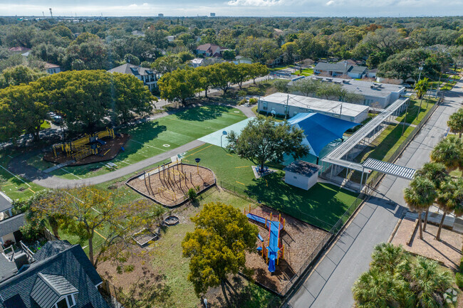 Roosevelt Elementary School's playground is located adjacent to the main school