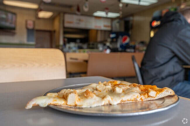 The Buffalo Chicken Pizza at Angel's Pizza in Cementon is a great option parties.