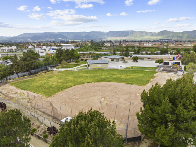 Aerial of the Training Field At Calvary Murrieta Christian School In California Oaks Neighborhood.