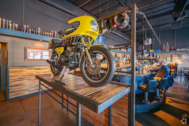 Enjoy a drink at Smarty Pants, a motorcycle-themed bar near Sunnydale.