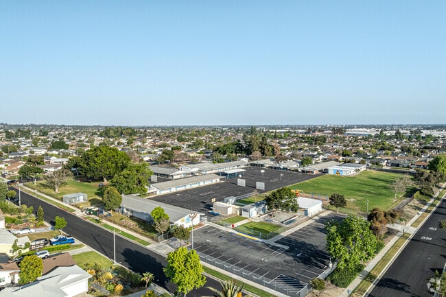 A bird's eye view of the campus at Escalona Elementary School in La Mirada.