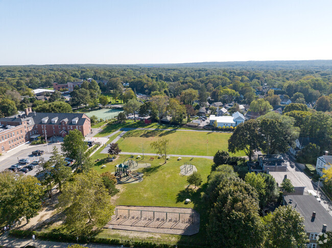 Sag Harbor Elementary Schools field and playground behind the school.