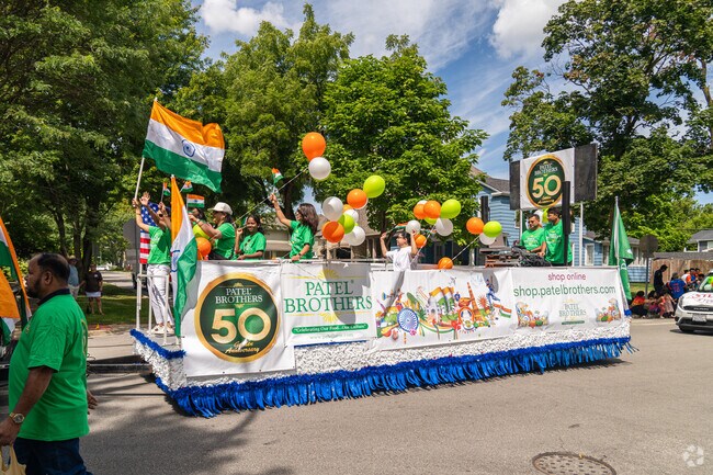 Patel Brothers supermarket proudly displays their float in Naperville's India Day Parade.