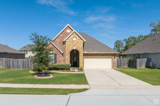 A newly built home sits along a cul-de-sac street in the Lake Jackson area.