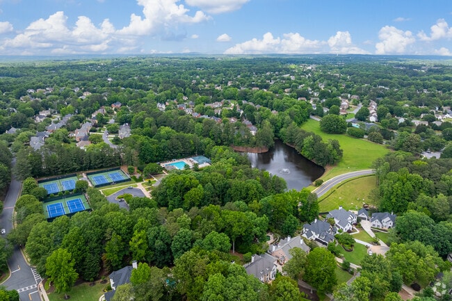 The area around Seven Oaks is filled with greenery, winding roads, and thoughtfully planned recreational areas like tennis courts and walking trails.