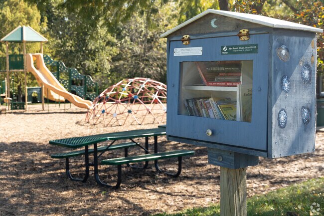 Shiloh Community Park picnic table provides a restful place to relax and read a book.