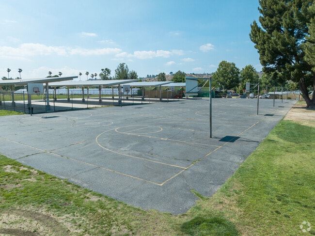 There are several outdoor basketball courts at Sierra Vista Junior High in Canyon Country.