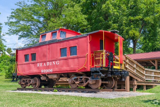 Kids love visiting the train car at Red Caboose Park.