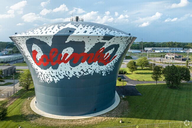 The Columbus Ohio painted water tower just outside of Amercrest can't be missed.