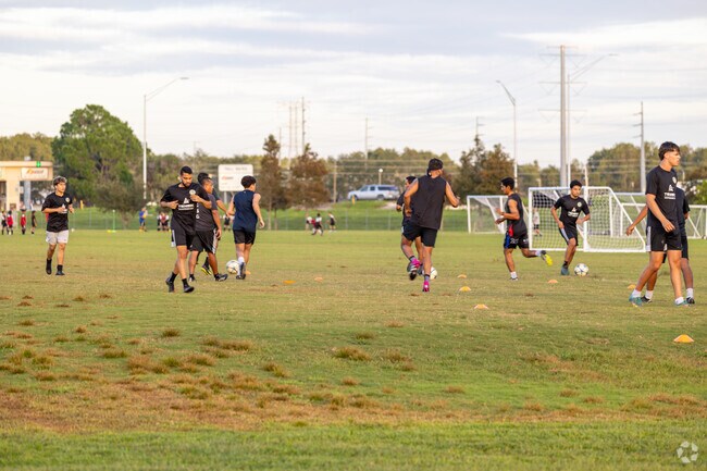 Deputy Brandon Coates Community Park includes soccer fields and a turf playground.