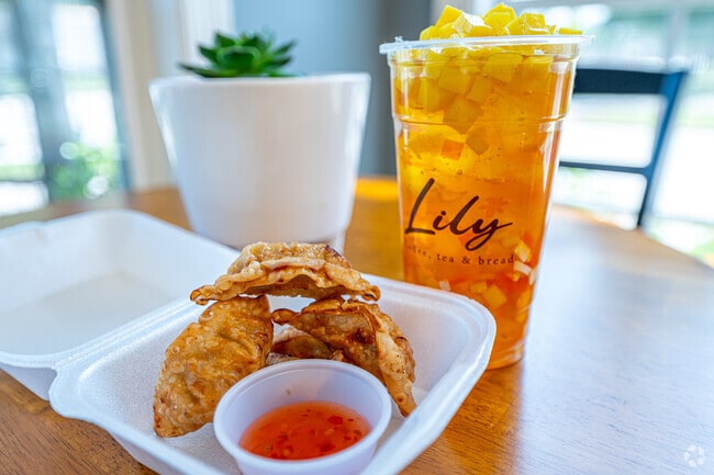 For a delicious snack, enjoy these popular chicken dumplings at Lily in Laney Walker.