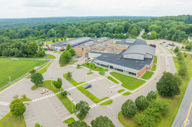 Norwich Technical High School campus sits on several acres of fields and forest.
