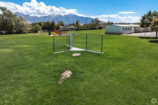 A double backstop provides places to play baseball at Calvin S. Smith Elementary.