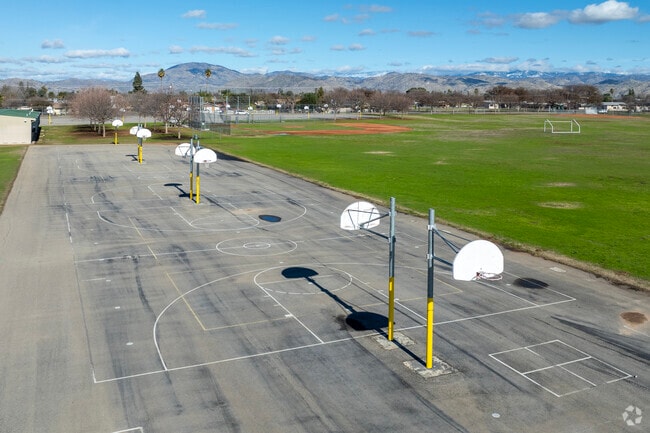 The basketball courts at Citrus Middle School in Orange Cove.