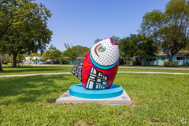 You can find a local art display by the entrance of Kester Park in the Snug Harbor neighborhood.