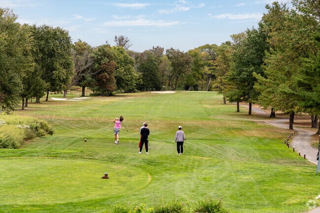 A group of young golfers takes their swings at Hanover Golf Club in North Hanover Township.