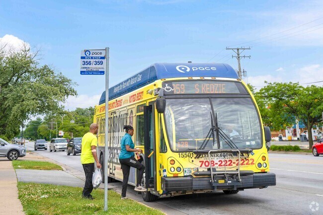 Pace bus operates in the Village West area to help people navigate thru out the community.