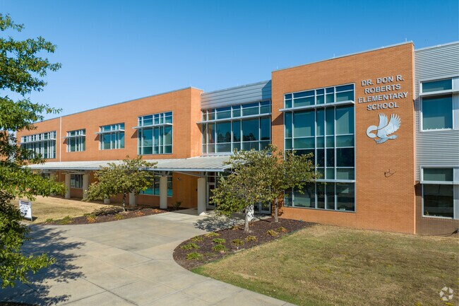 Front entrance of Roberts Elementary School in Little Rock, AR.