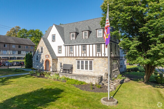 Large tudor style mansions are often home to Penn State sororities and fraternities.