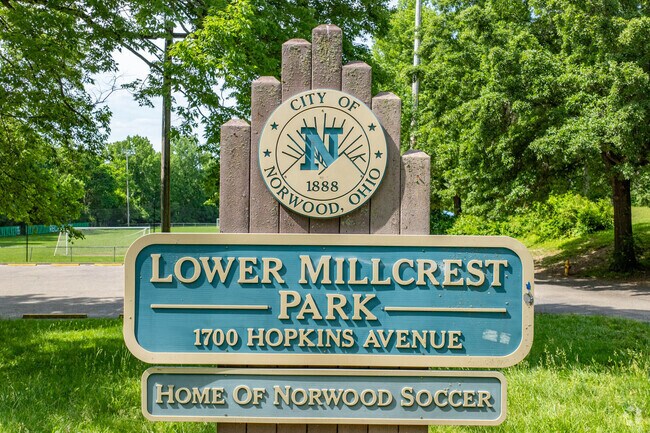 Lower Millcrest Park offers soccer fields, a playground, and trails to walk in Norwood.