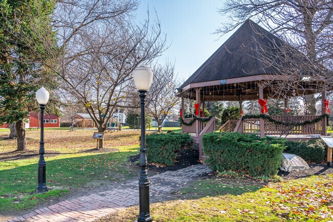 Barker Town Park features a shaded gazebo and green spaces for recreation in Somerset.