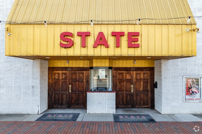 The London State Theater, built in 1936, still serves as downtown's film hub, with showtimes for new movies and classics.