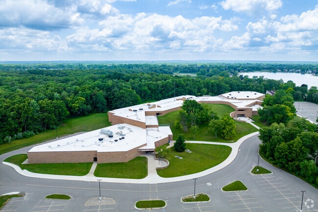 Aerial view of Oxford Middle School on Lakeville Road.