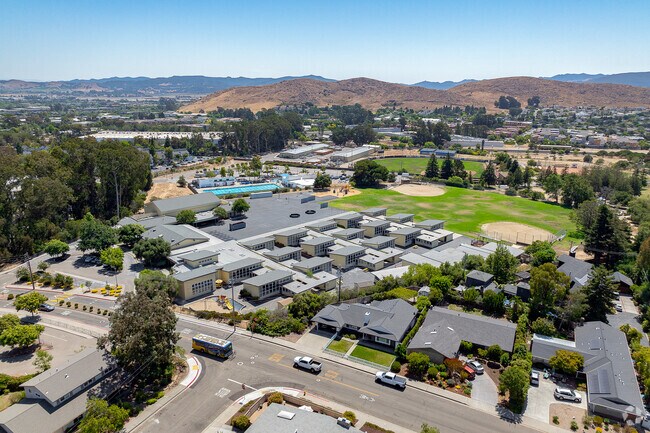 Sinsheimer Elementary School  offers a sprawling campus when viewed from above.