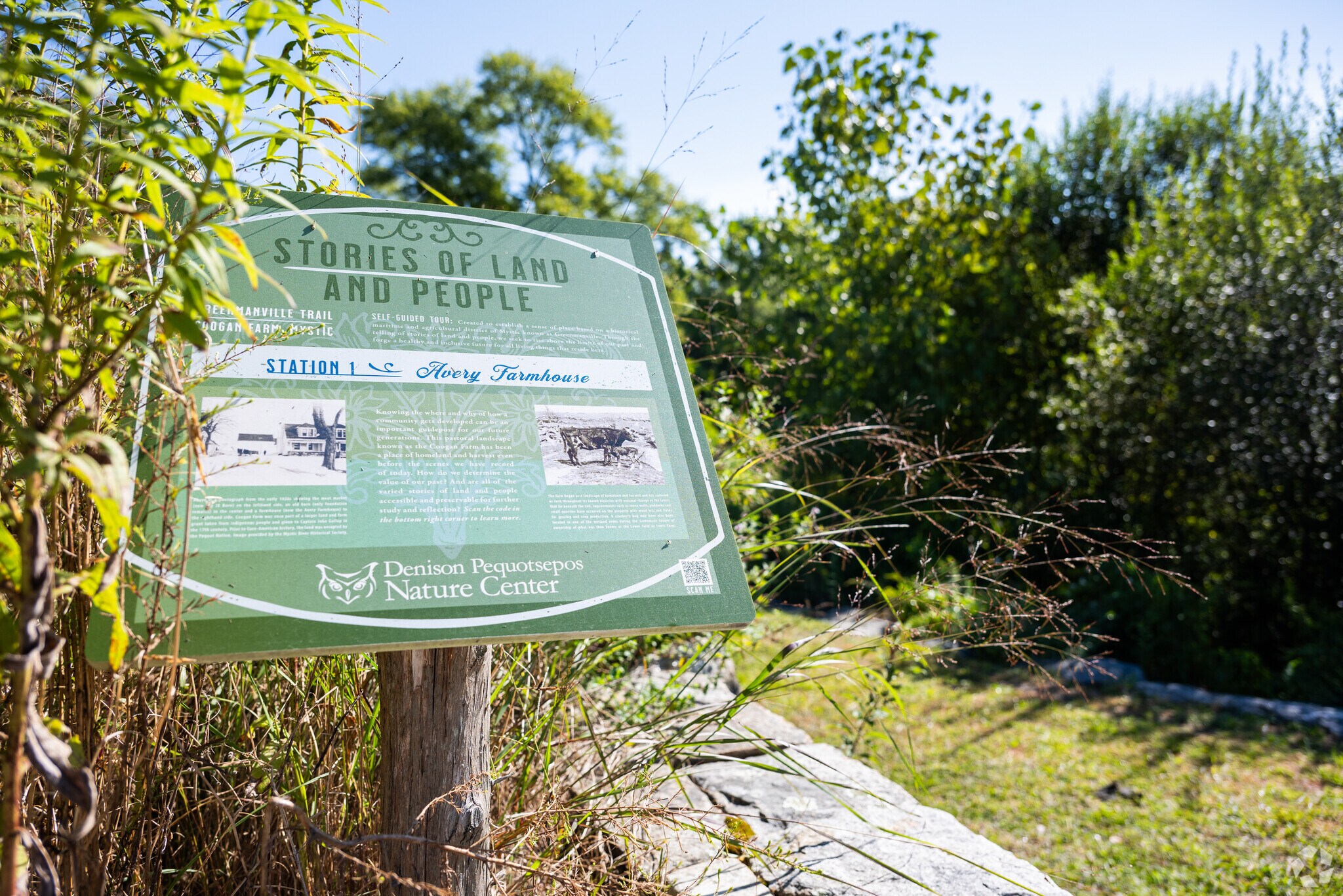 Walk along Coogan Farm's guided path and learn all about Mystics rich history.