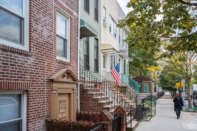In Greenpoint the makeup of the neighborhood has a lot of townhouses and low-rise buildings.