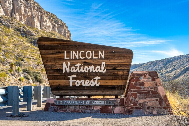 Lincoln National Forest, home of Smokey the Bear, is located nearby to the east of Alamogordo, and spreads across three mountain ranges.