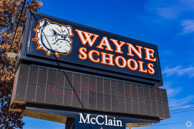 Close up shot of the signage of Wayne Elementary School.