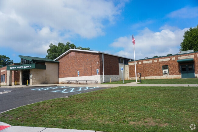 John P. Faber Elementary School front entrance in Dunellen.