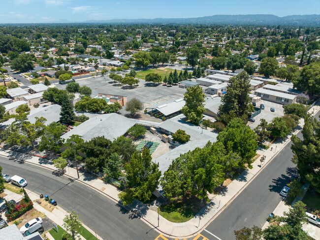 An aerial of Limerick Ave Elementary School in Winnetka, CA.
