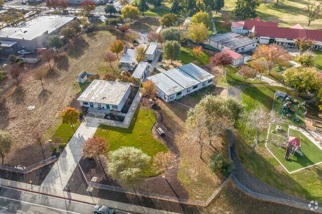 Cesar Chavez Community School offers a sprawling campus when viewed from above.