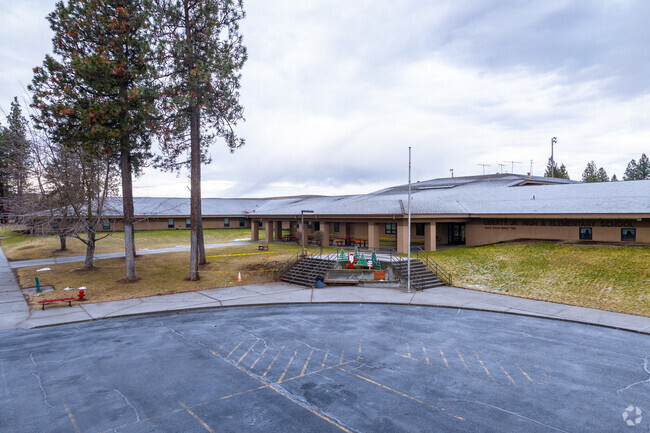 Liberty Elementary and junior high feature a small parking lot for staff and visitors.