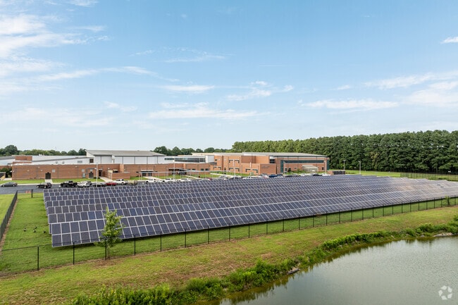 James M. Bennett High School uses renewable energy supplied by its large solar array.