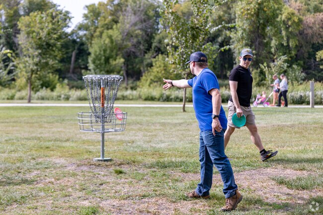Trollwood Park features an extensive disc golf course that runs along the Red River.