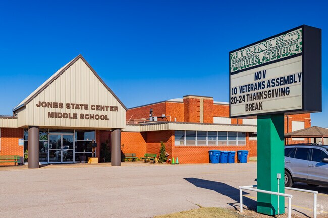 Here is the entrance and signage of the Jones Middle School