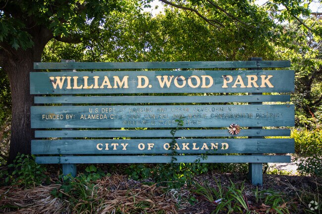 William Wood Park is a small neighborhood park with a grassy area and walking trail.