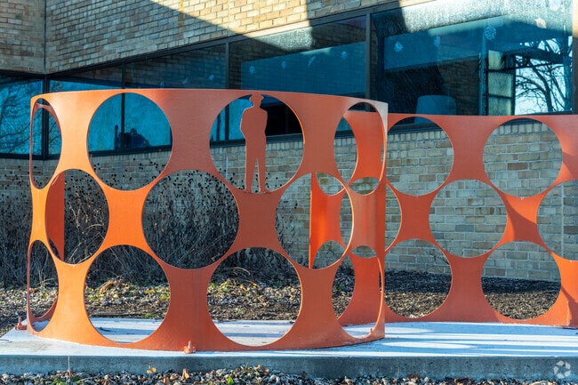 Brighton City Hall has many artistic statues around the building.